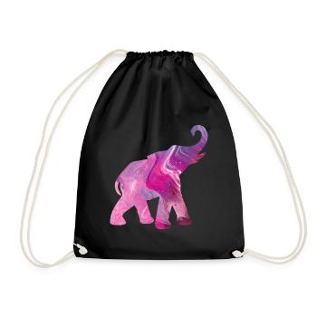 Elephant Yoga Pattern Color Watercolor Energy om Fan - Drawstring Bag - black - Front