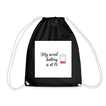 Soziale Batterie bei 1 Prozent Humor T-Shirt - Turnbeutel - Schwarz - Vorne