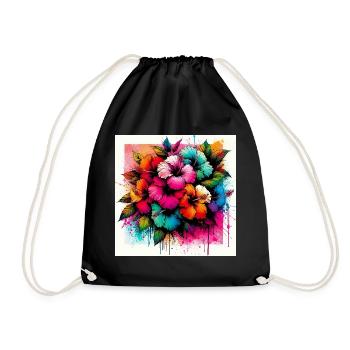 Hibiscus Flowers - Drawstring Bag - black - Front