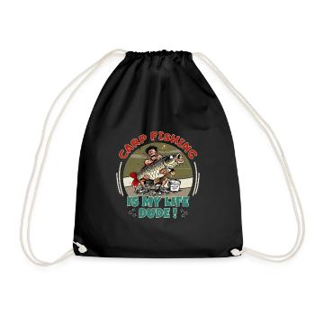 Biggest Carp Fishing Is My Life Dude Humor Trophy - Drawstring Bag - black - Front