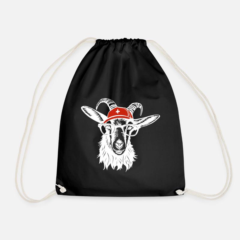 Switzerland Geissbock white - Turnbeutel - Schwarz