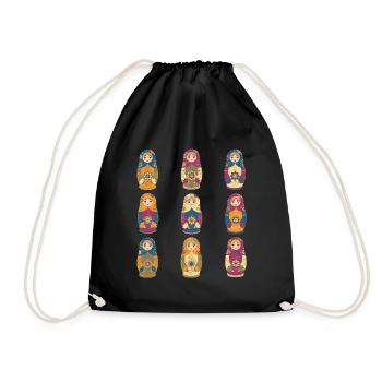 Motif de poupées matriochkas russes traditionnelles - Sac de sport léger - noir - Devant