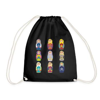Matryoshka Pop Art Designs. Matreshka / Matroshka - Drawstring Bag - black - Front