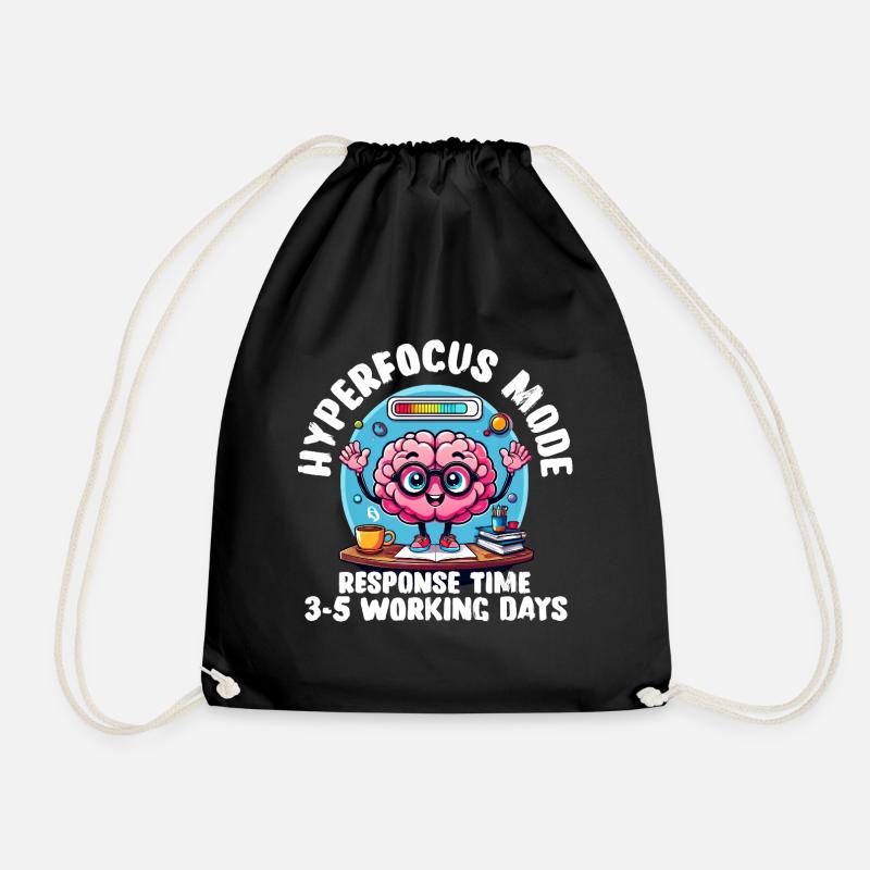 Hyperfokus Loading – Lustiges neurodivergentes T-Shirt - Turnbeutel - Schwarz