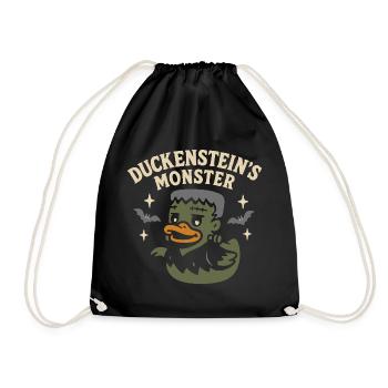 "Duckenstein's Monster" Rubber Duck Motif with Saying - Drawstring Bag - black - Front