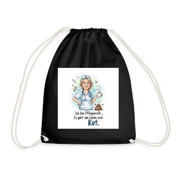 Caregiver Humorous Design with Coffee - Drawstring Bag - black - Front