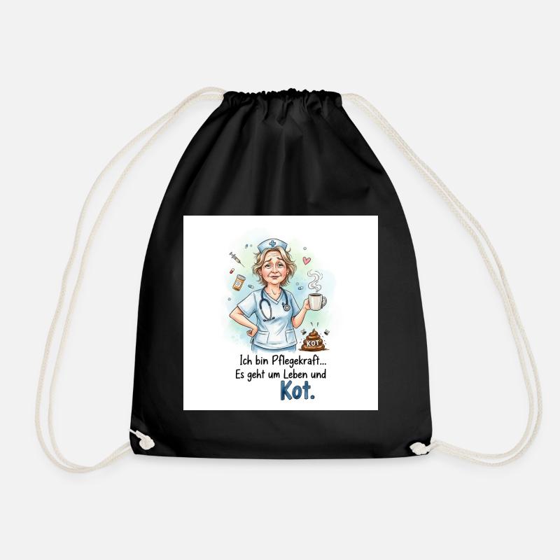 Pflegekraft Humorisches Design mit Kaffee - Turnbeutel - Schwarz