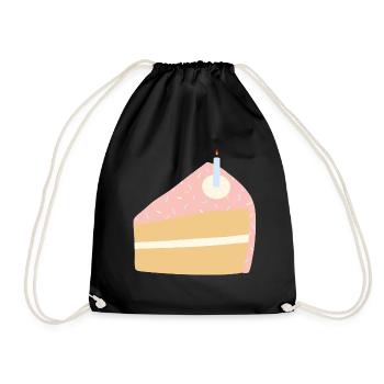 Festive Birthday Cake Illustration - Drawstring Bag - black - Front