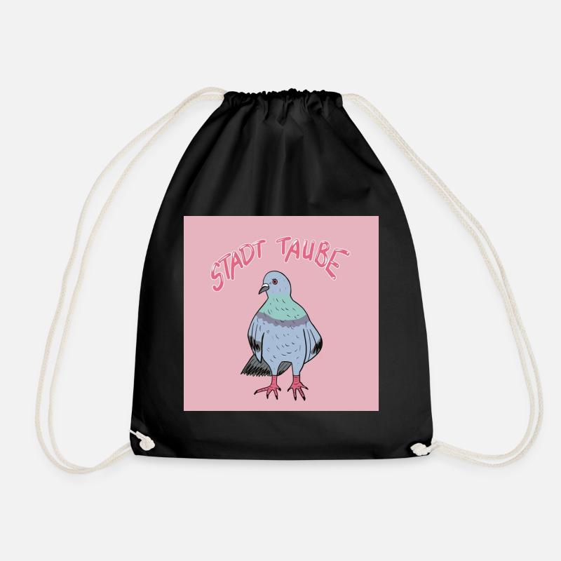 City pigeon illustration design - Drawstring Bag - black