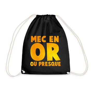 Guy's Impactante or_message T Shirt in Gold Tones - Drawstring Bag - black - Front