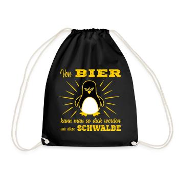 Bier Pinguin - Turnbeutel - Schwarz - Vorne