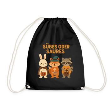 Süßes oder Saures - Waldtiere - Turnbeutel - Schwarz - Vorne