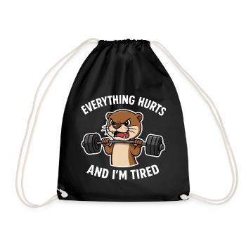 Angry Otter Weightlifting Quote - Drawstring Bag - black - Front