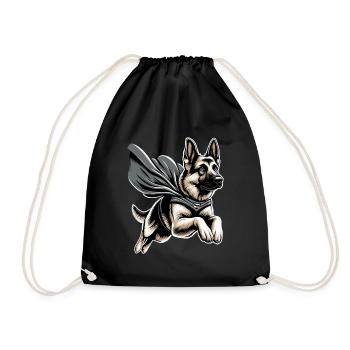 Super Dog German Shepherd Cape Gift - Drawstring Bag - black - Front
