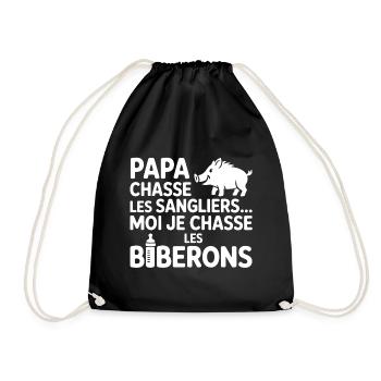 Humour Chasse Sangliers Biberons - Sac de sport léger - noir - Devant