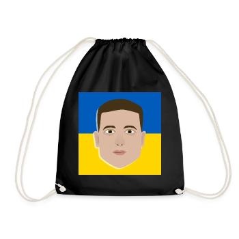Volodymyr Zelensky on Ukrainian flag - Drawstring Bag - black - Front
