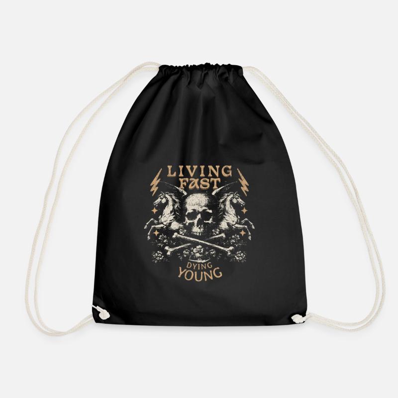 Living Fast Dying Young Skull Design - Turnbeutel - Schwarz