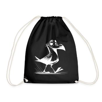 Bird flutterman with seagulls clown DNA - Drawstring Bag - black - Front