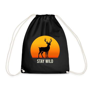 Deer at sunset – Stay Wild - Drawstring Bag - black - Front