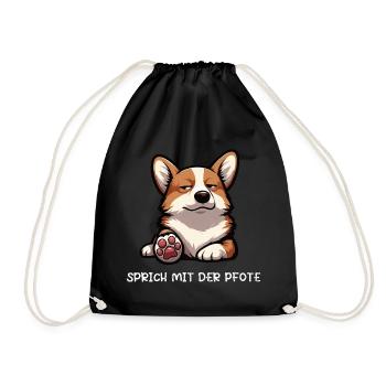 Talk to the Paw Corgi Corgi Welsh Corgi - Drawstring Bag - black - Front