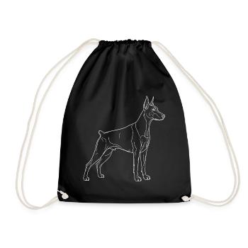 Dessin linéaire Doberman – Motif chien minimaliste - Sac de sport léger - noir - Devant
