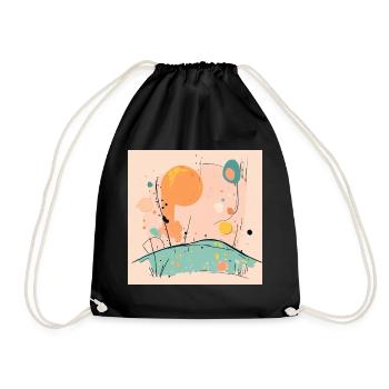 Abstract sun and landscape illustration - Drawstring Bag - black - Front