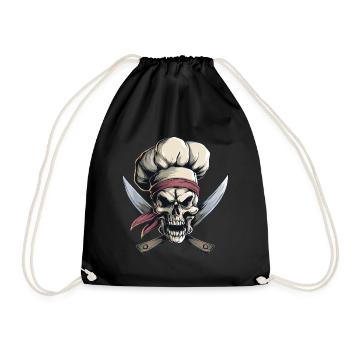 Skull with chef's hat - Drawstring Bag - black - Front