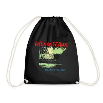Castle of Chenonceaux and the Loire Illustration - Drawstring Bag - black - Front