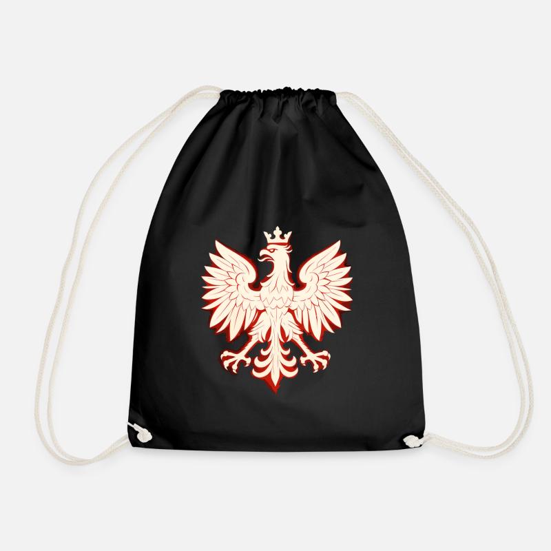 Poland Polska Eagle Flag Patriotism Gift - Drawstring Bag - black