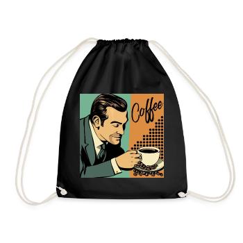 Coffee retro / vintage poster for your café - Drawstring Bag - black - Front