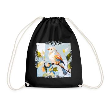 Colorful bird in watercolor style - Drawstring Bag - black - Front
