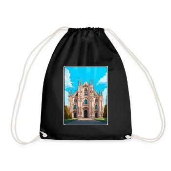 Milan Italy Gothic Cathedral Under Bright Sky - Drawstring Bag - black - Front