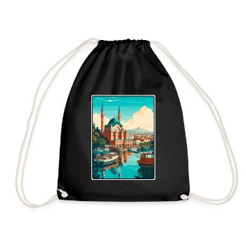 Istanbul Turquie Port Mosaïque Affiche de voyage - Sac de sport léger - noir - Devant