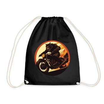 Werewolf Motorcycle Flame Circle - Drawstring Bag - black - Front