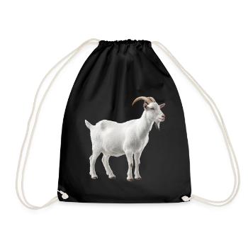 White Mountain Goat Portrait - Drawstring Bag - black - Front
