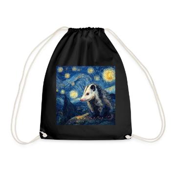 Opossum Van Gogh Sternennacht - Turnbeutel - Schwarz - Vorne