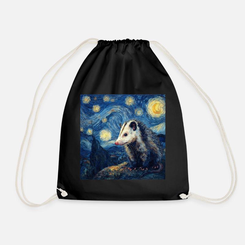 Opossum Van Gogh Sternennacht - Turnbeutel - Schwarz