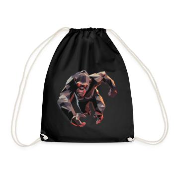 Gorilla im Low Poly Stil - Turnbeutel - Schwarz - Vorne