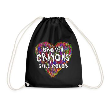 Les crayons cassés colorent encore la sensibilisation à la santé mentale - Sac de sport léger - noir - Devant