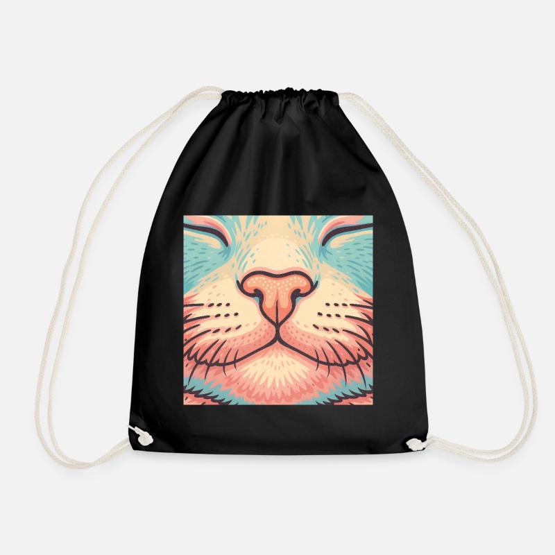 Retro Katzennase – Bunte Schnurrhaare Illustration - Turnbeutel - Schwarz