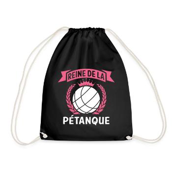 Pétanque Gift for Women Queen of Pétanque - Drawstring Bag - black - Front