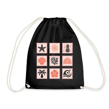 Nature Stamps Collage - Drawstring Bag - black - Front