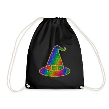 Witch Hat Halloween | Rainbow Magic Hat Glitter - Drawstring Bag - black - Front