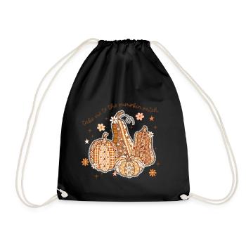 Patchwork Pumpkin Patch - Drawstring Bag - black - Front