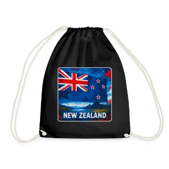 Neuseeland Flaggen Design - Turnbeutel - Schwarz - Vorne