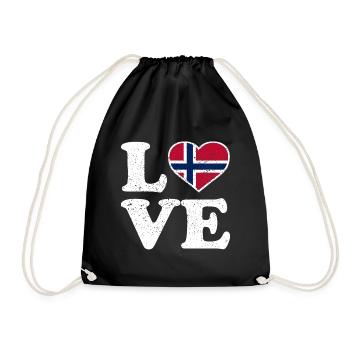 Love - Norway Flag - Norge - Norwegen - Drawstring Bag - black - Front