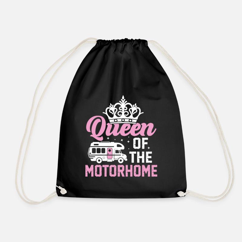 queen of the motorhome - Drawstring Bag - black
