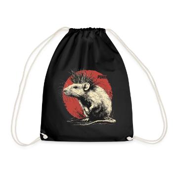 Punk Rock Rat - Drawstring Bag - black - Front