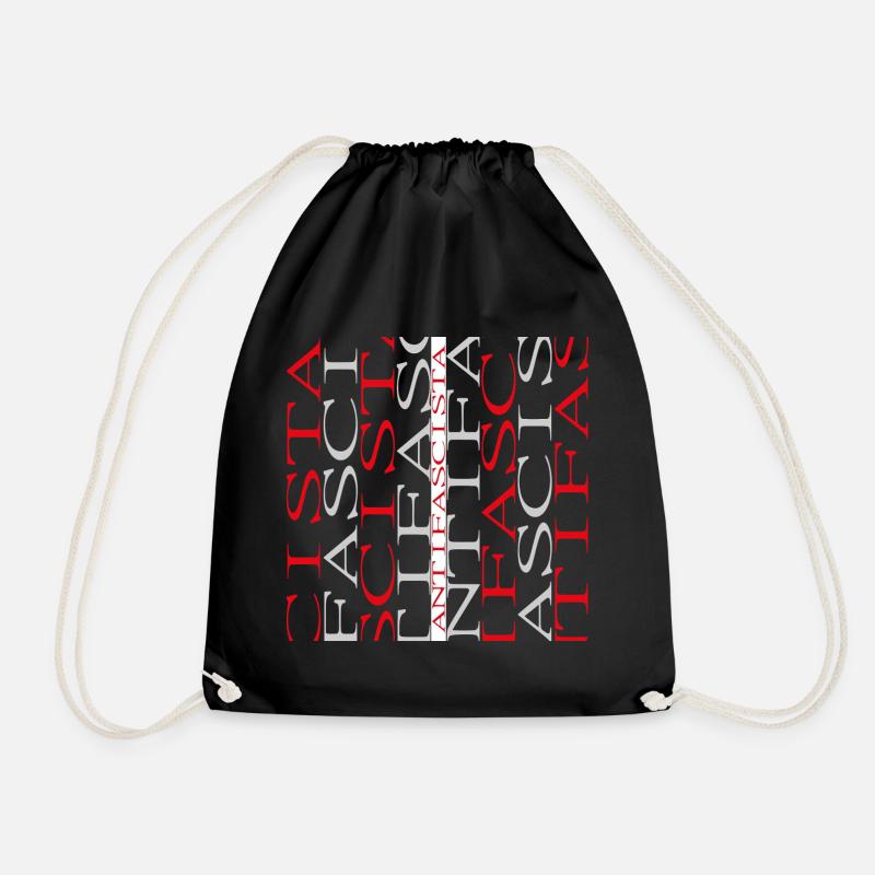Antifascist Typography Collage Antifascista - Drawstring Bag - black