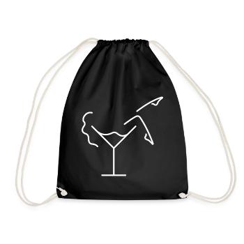 Woman in cocktail glass sketch – original motif - Drawstring Bag - black - Front